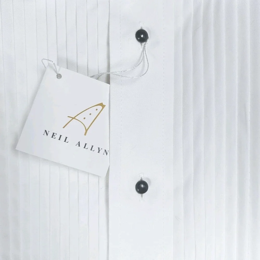 Neil Allyn Tuxedo Shirt‎ 100% Cotton Laydown Collar 1/4